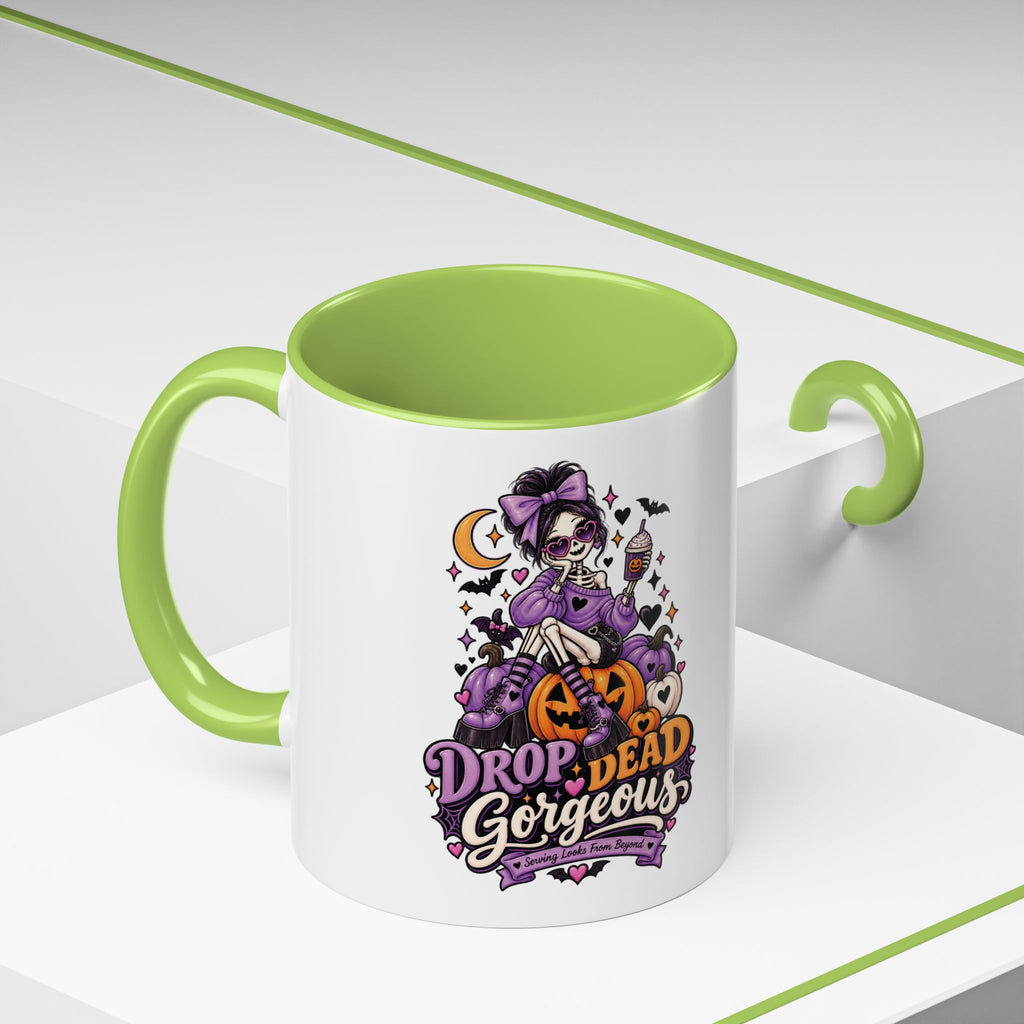 Halloween Coffee Mug — 'Drop Dead Gorgeous' Gothic Pumpkin Witch Accent Mug