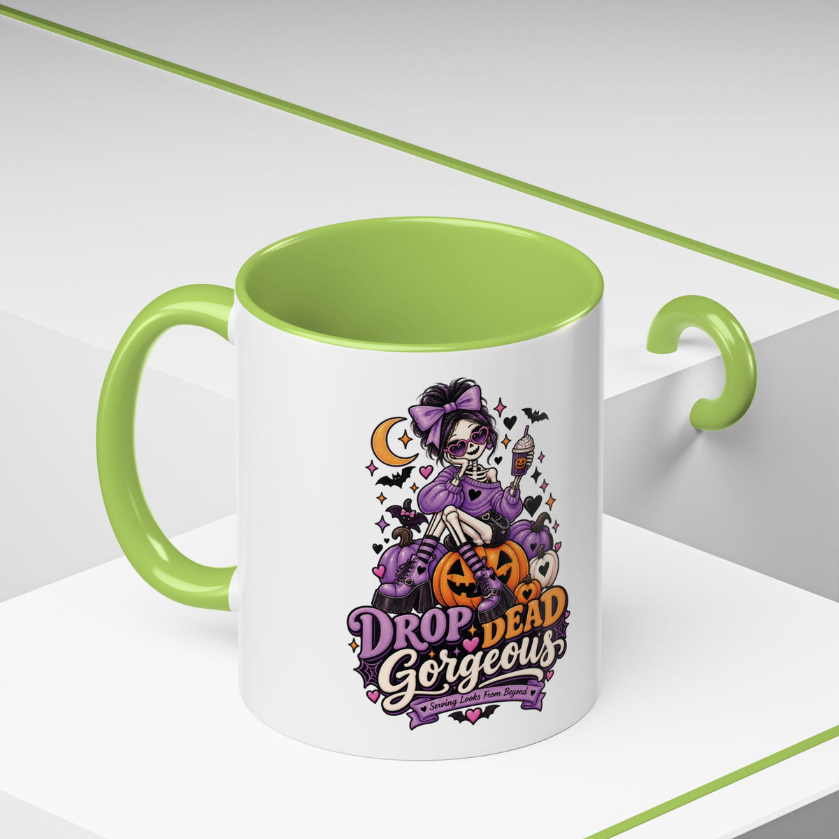 Halloween Coffee Mug — 'Drop Dead Gorgeous' Gothic Pumpkin Witch Accent Mug