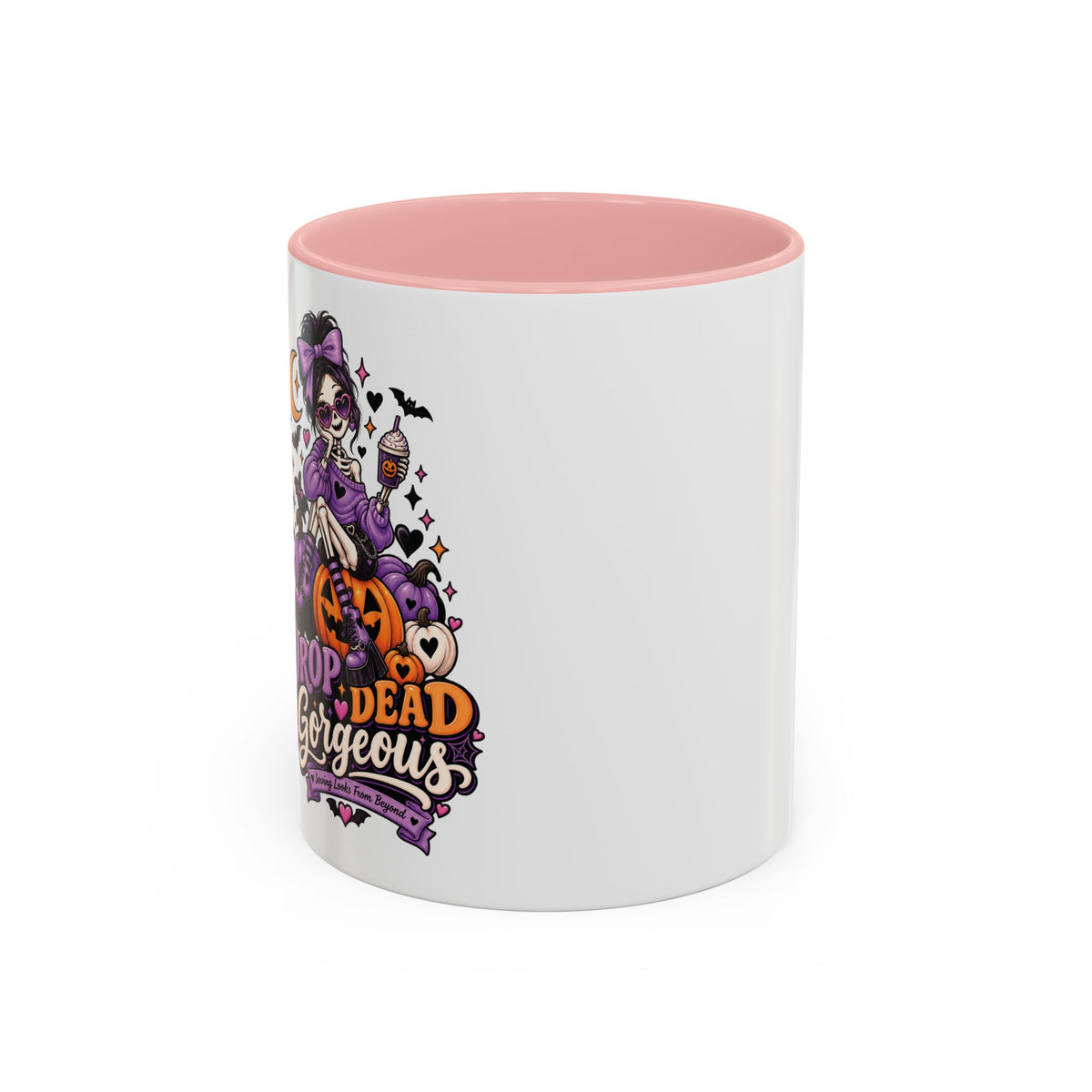 Halloween Coffee Mug — 'Drop Dead Gorgeous' Gothic Pumpkin Witch Accent Mug
