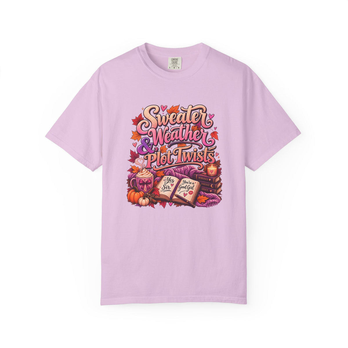 Sweater Weather Plot Twists Tee — Cozy Autumn Book Lover T-Shirt