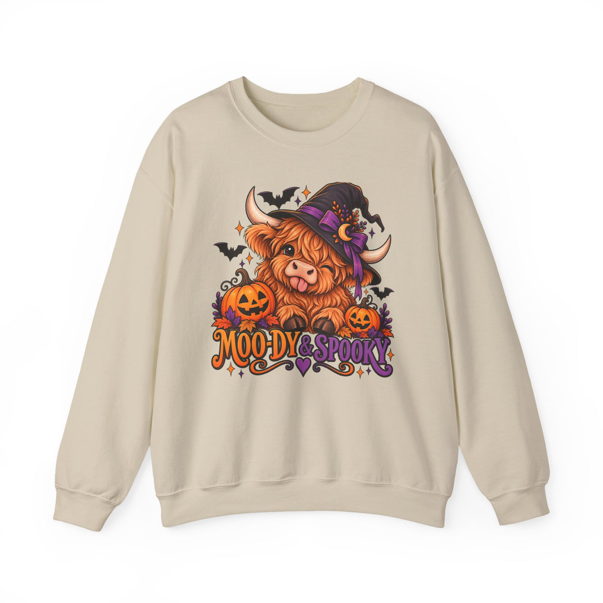 "Moo-dy & Spooky" Highland cow sweatshirt
