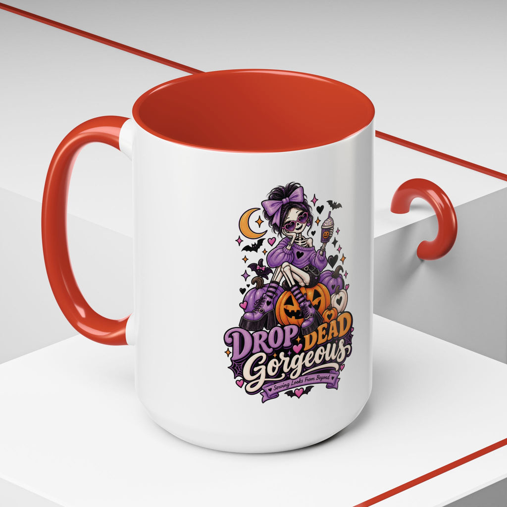 Halloween Coffee Mug — 'Drop Dead Gorgeous' Gothic Pumpkin Witch Accent Mug
