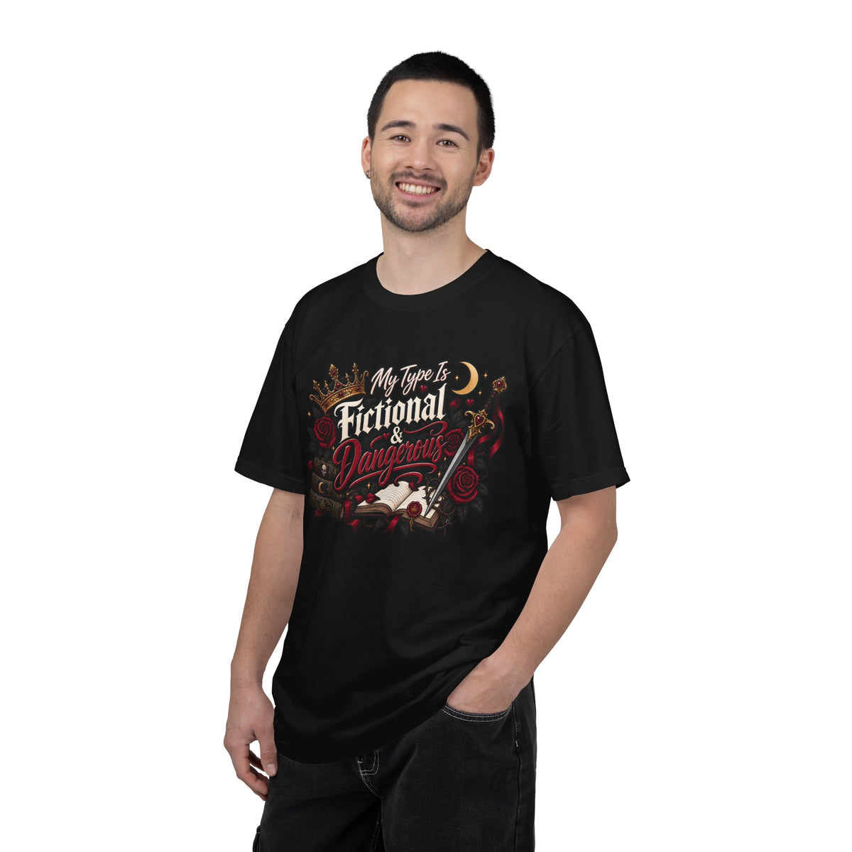 Fictional & Dangerous T-Shirt — Gothic Booklover Graphic Tee