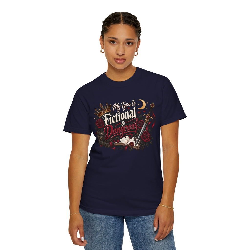 Fictional & Dangerous T-Shirt — Gothic Booklover Graphic Tee