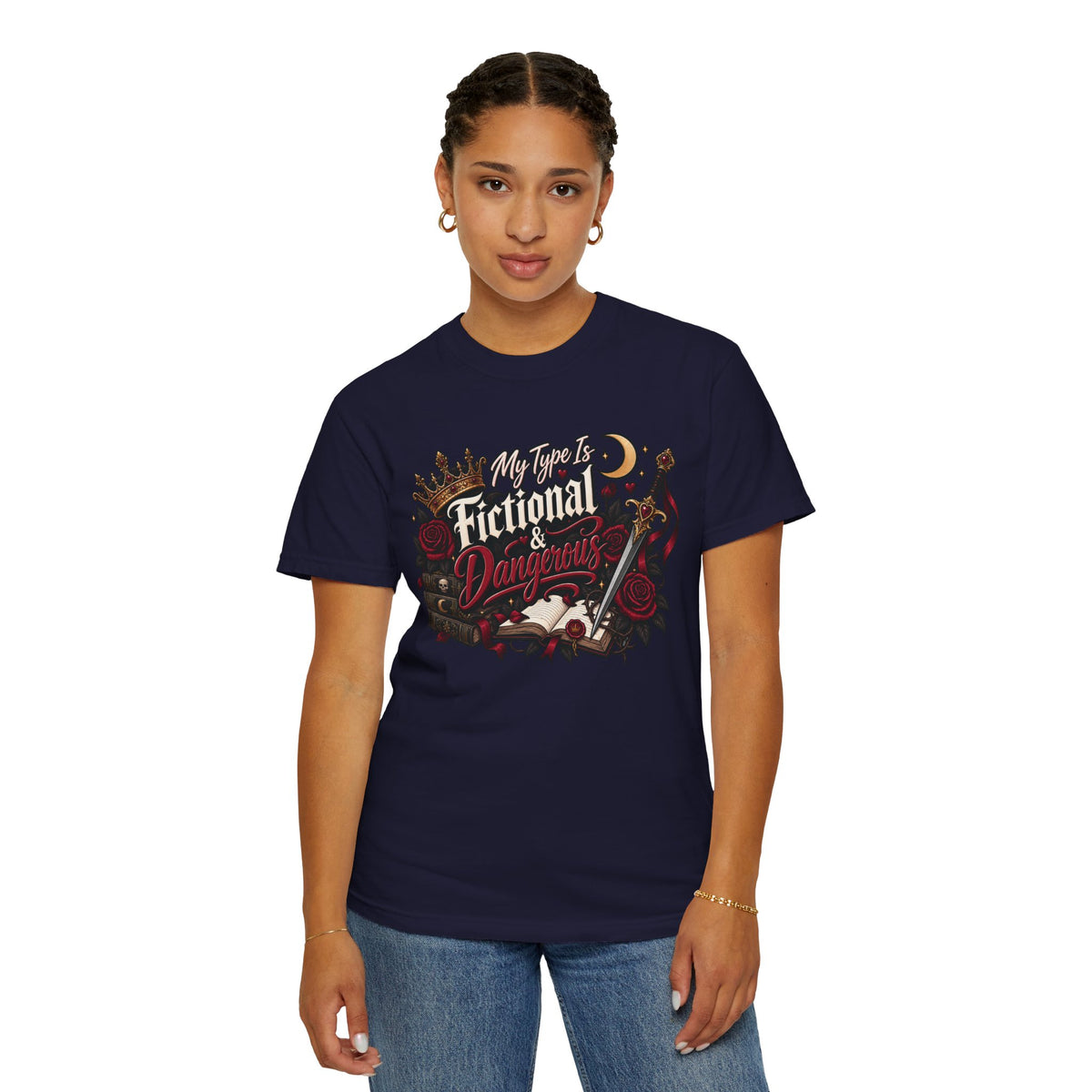 Fictional & Dangerous T-Shirt — Gothic Booklover Graphic Tee