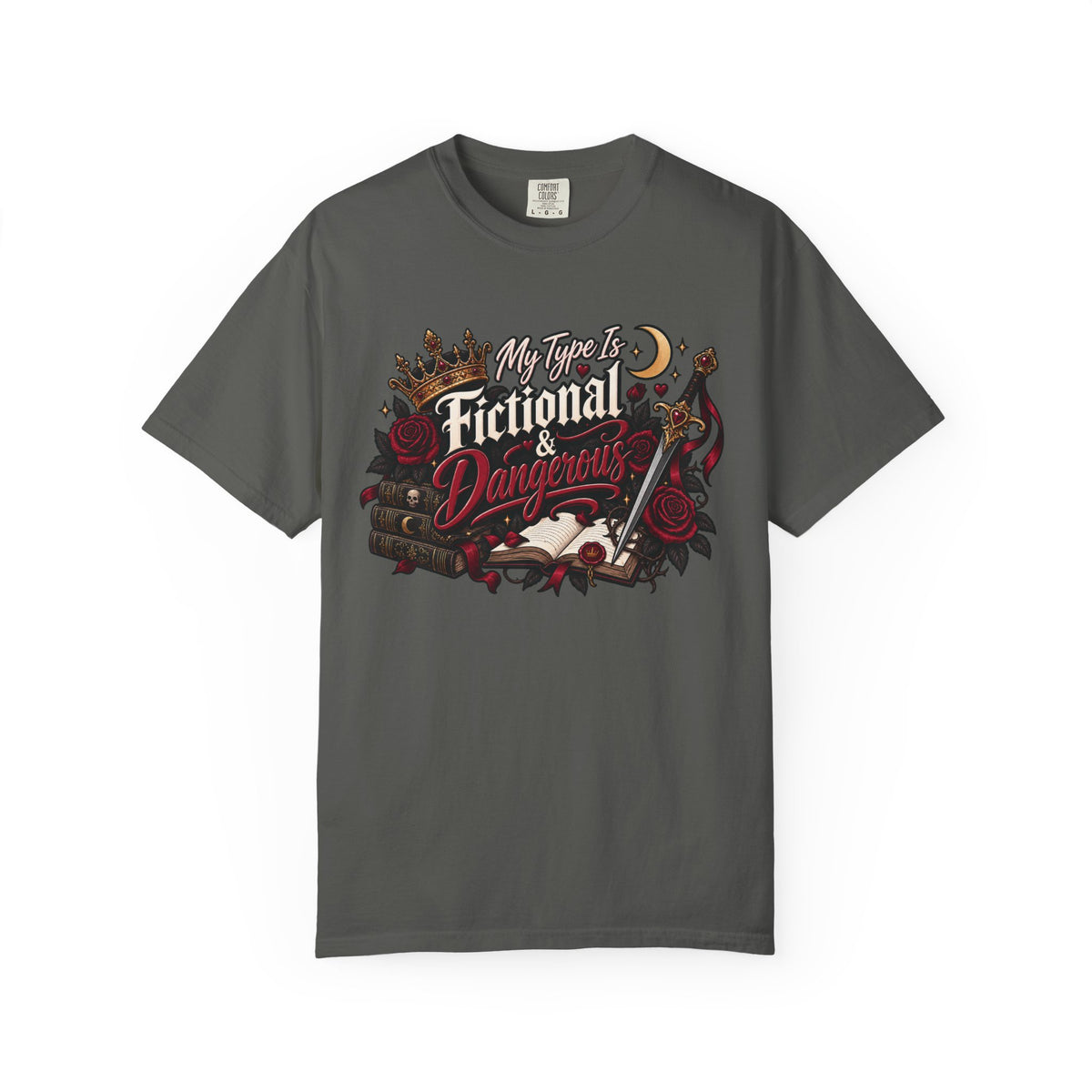 Fictional & Dangerous T-Shirt — Gothic Booklover Graphic Tee