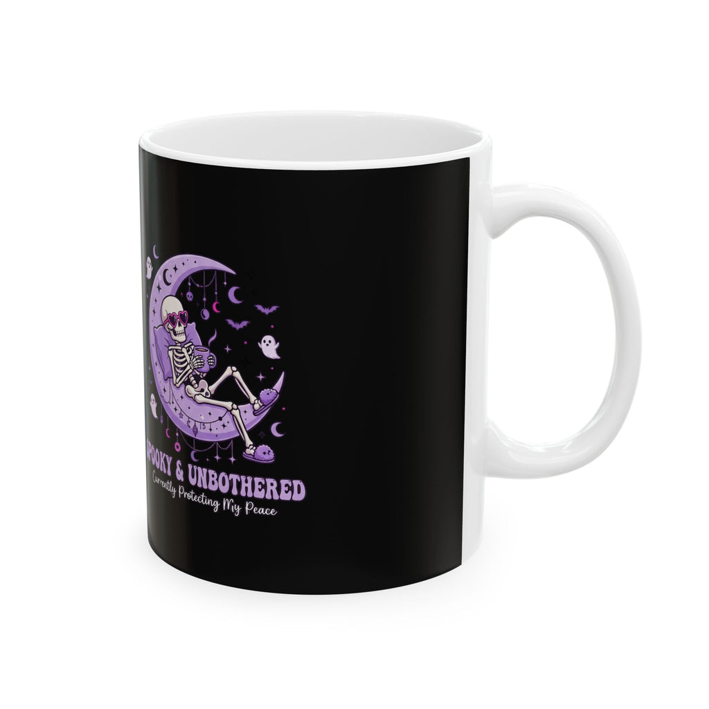 Spooky & Undead Ceramic Mug – Cute Skeleton on Purple Moon, Halloween Coffee Cup (11oz/15oz)