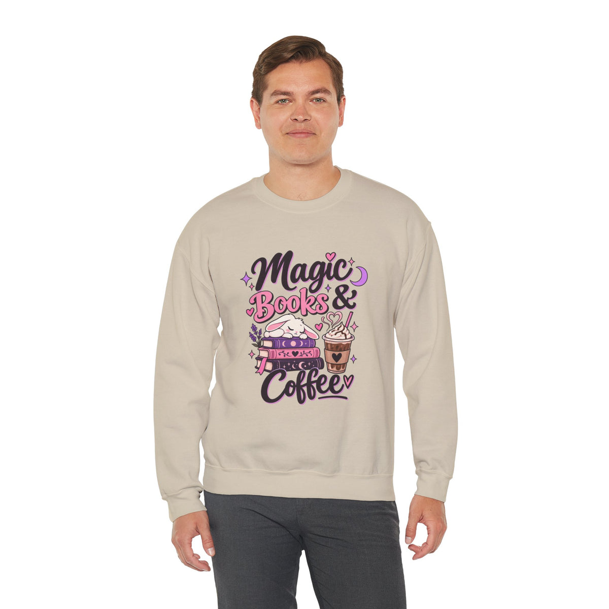 Sweatshirt — "Magic, Books & Coffee" Cozy Reading Crewneck