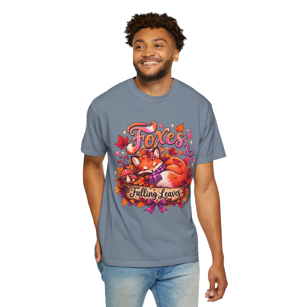 Foxes & Falling Leaves T-Shirt — Cozy Autumn Fox Graphic Tee