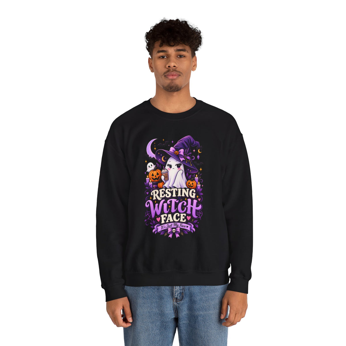 Sweatshirt — "Resting Witch Face" Halloween Crewneck