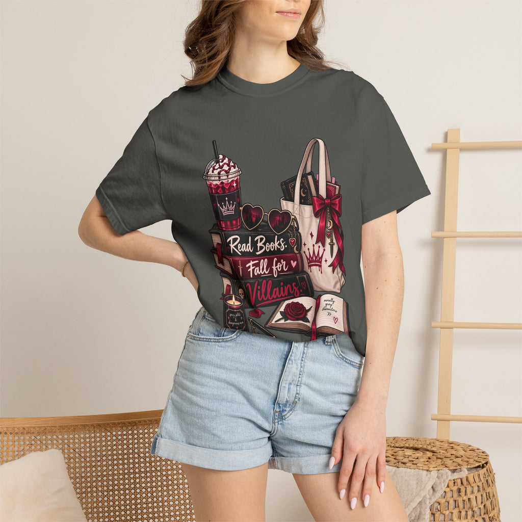 Bookish Villains Graphic T-Shirt — "Read Books I Fall for Villains"