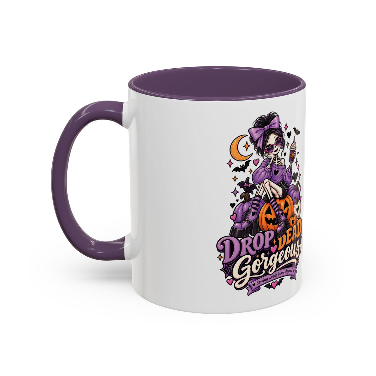 Halloween Coffee Mug — 'Drop Dead Gorgeous' Gothic Pumpkin Witch Accent Mug