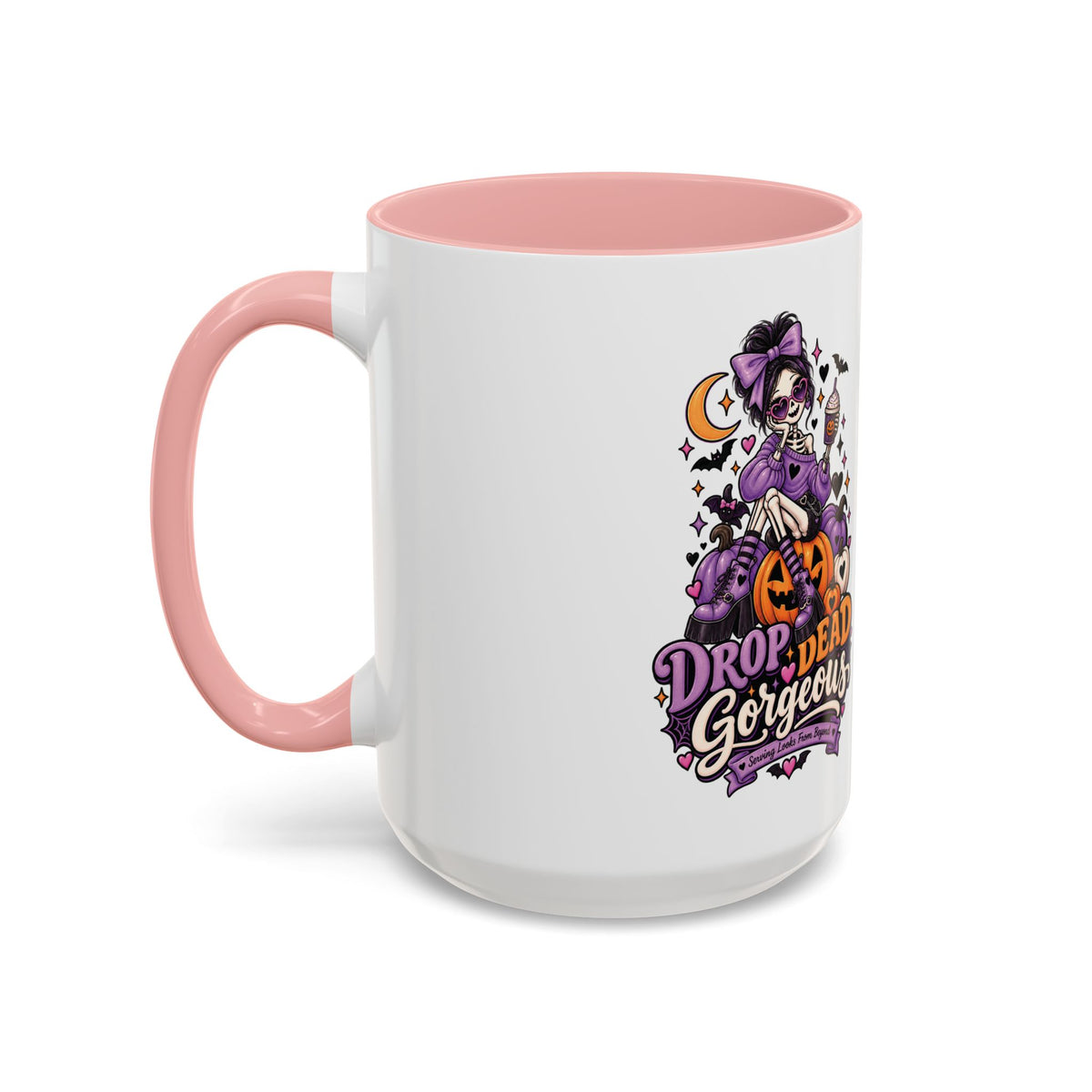 Halloween Coffee Mug — 'Drop Dead Gorgeous' Gothic Pumpkin Witch Accent Mug