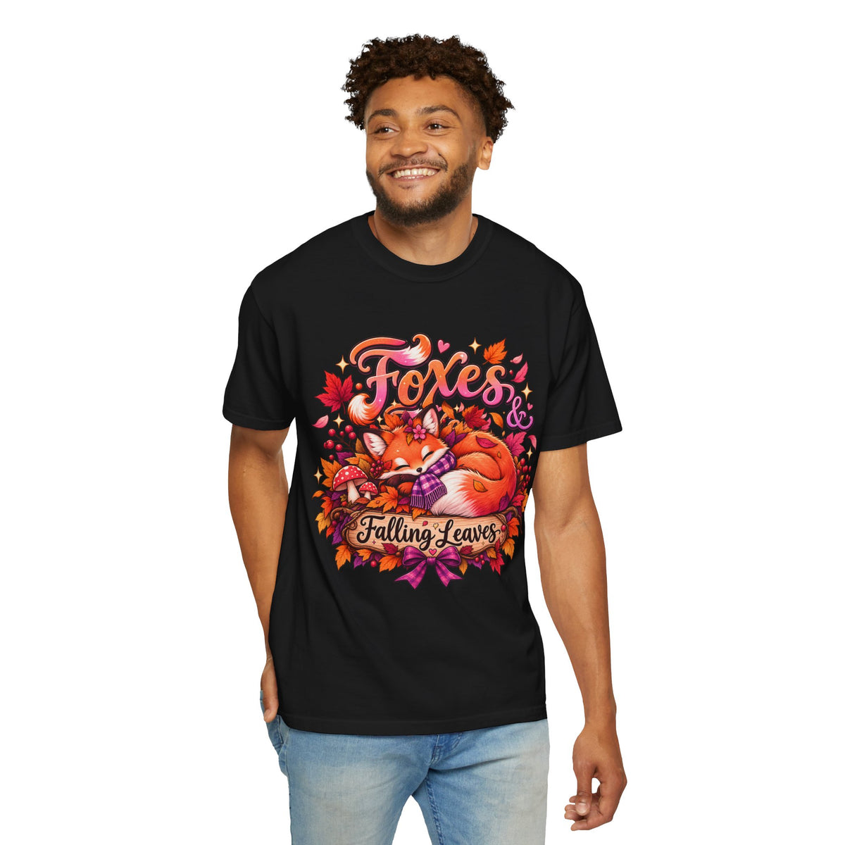 Foxes & Falling Leaves T-Shirt — Cozy Autumn Fox Graphic Tee