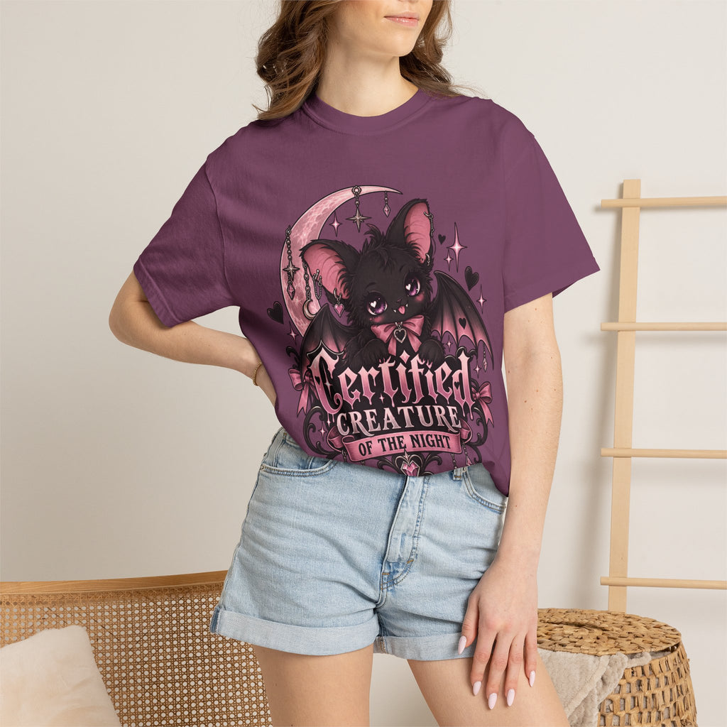 Certified Creature of the Night T-Shirt — Goth Bat Graphic Tee