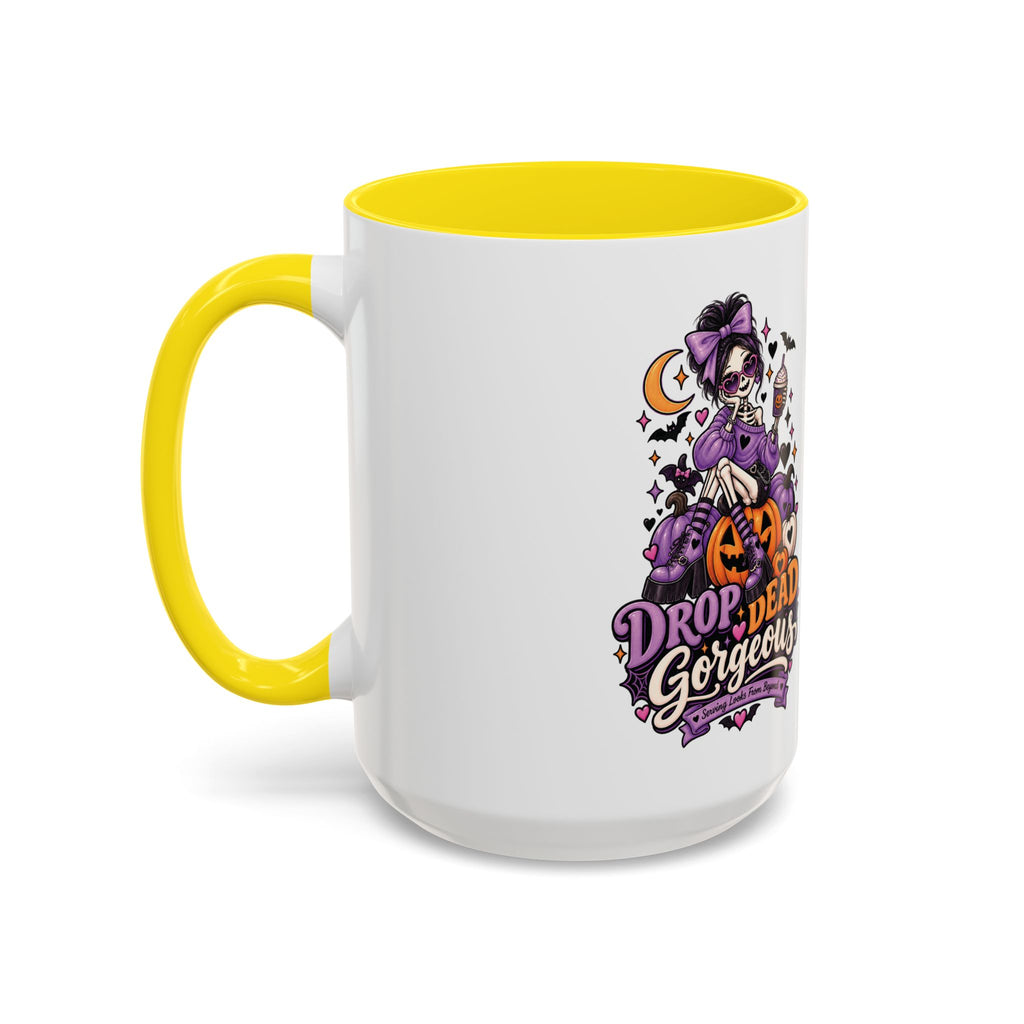 Halloween Coffee Mug — 'Drop Dead Gorgeous' Gothic Pumpkin Witch Accent Mug