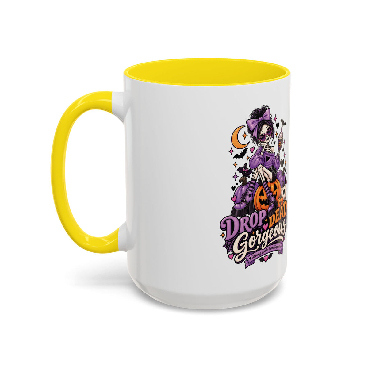 Halloween Coffee Mug — 'Drop Dead Gorgeous' Gothic Pumpkin Witch Accent Mug