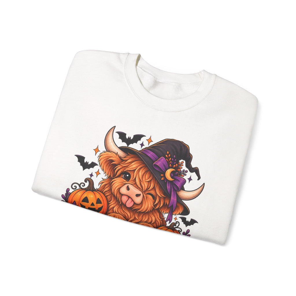 "Moo-dy & Spooky" Highland cow sweatshirt