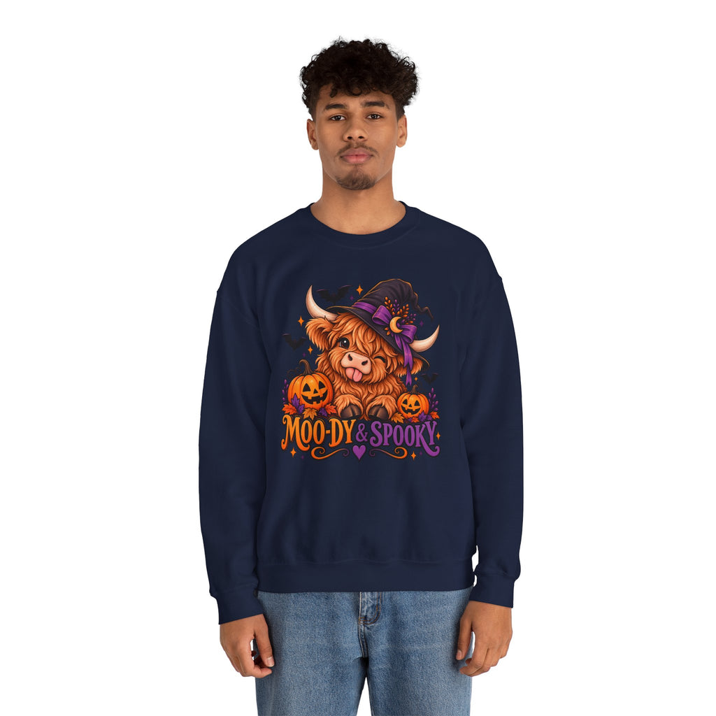 "Moo-dy & Spooky" Highland cow sweatshirt