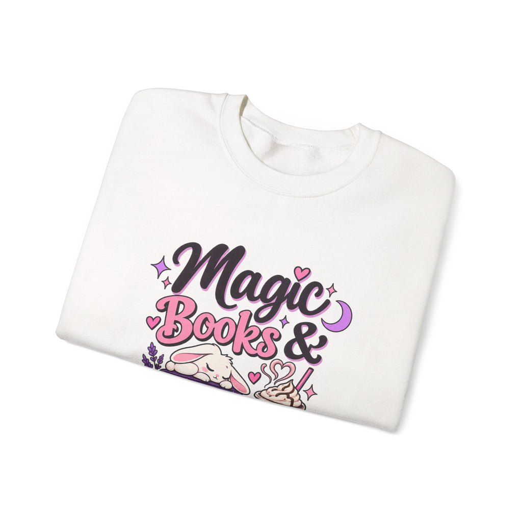 Sweatshirt — "Magic, Books & Coffee" Cozy Reading Crewneck