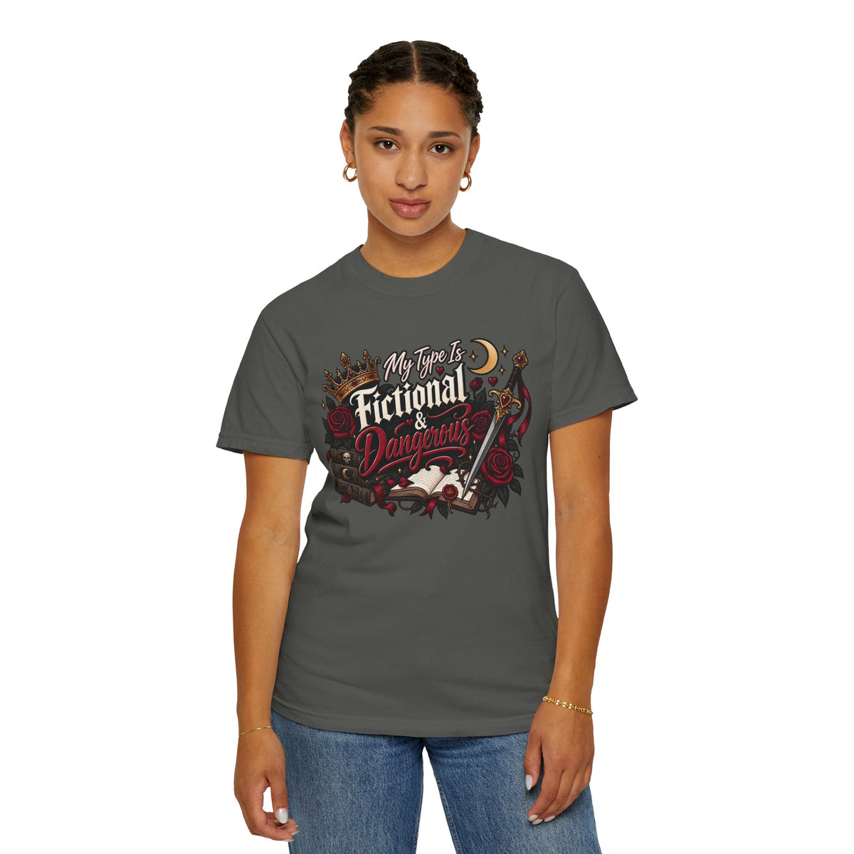 Fictional & Dangerous T-Shirt — Gothic Booklover Graphic Tee