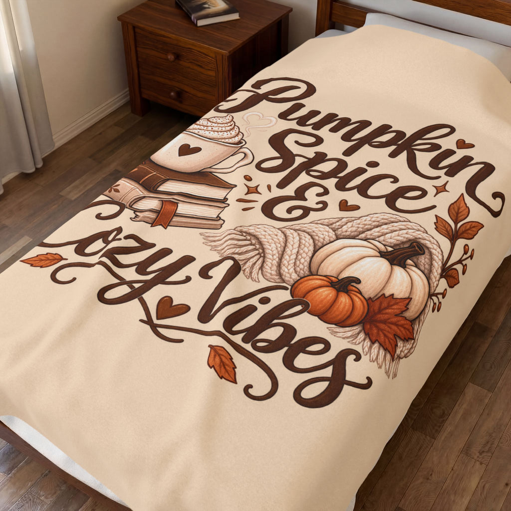 Pumpkin Spice & Cozy Vibes Velveteen Plush Blanket