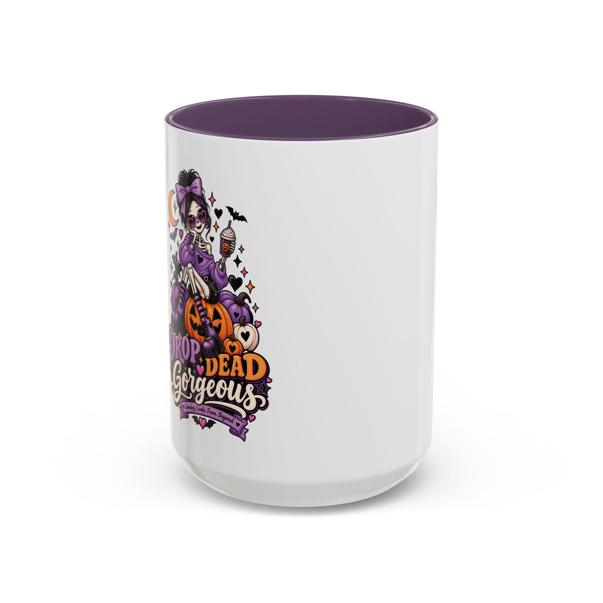 Halloween Coffee Mug — 'Drop Dead Gorgeous' Gothic Pumpkin Witch Accent Mug