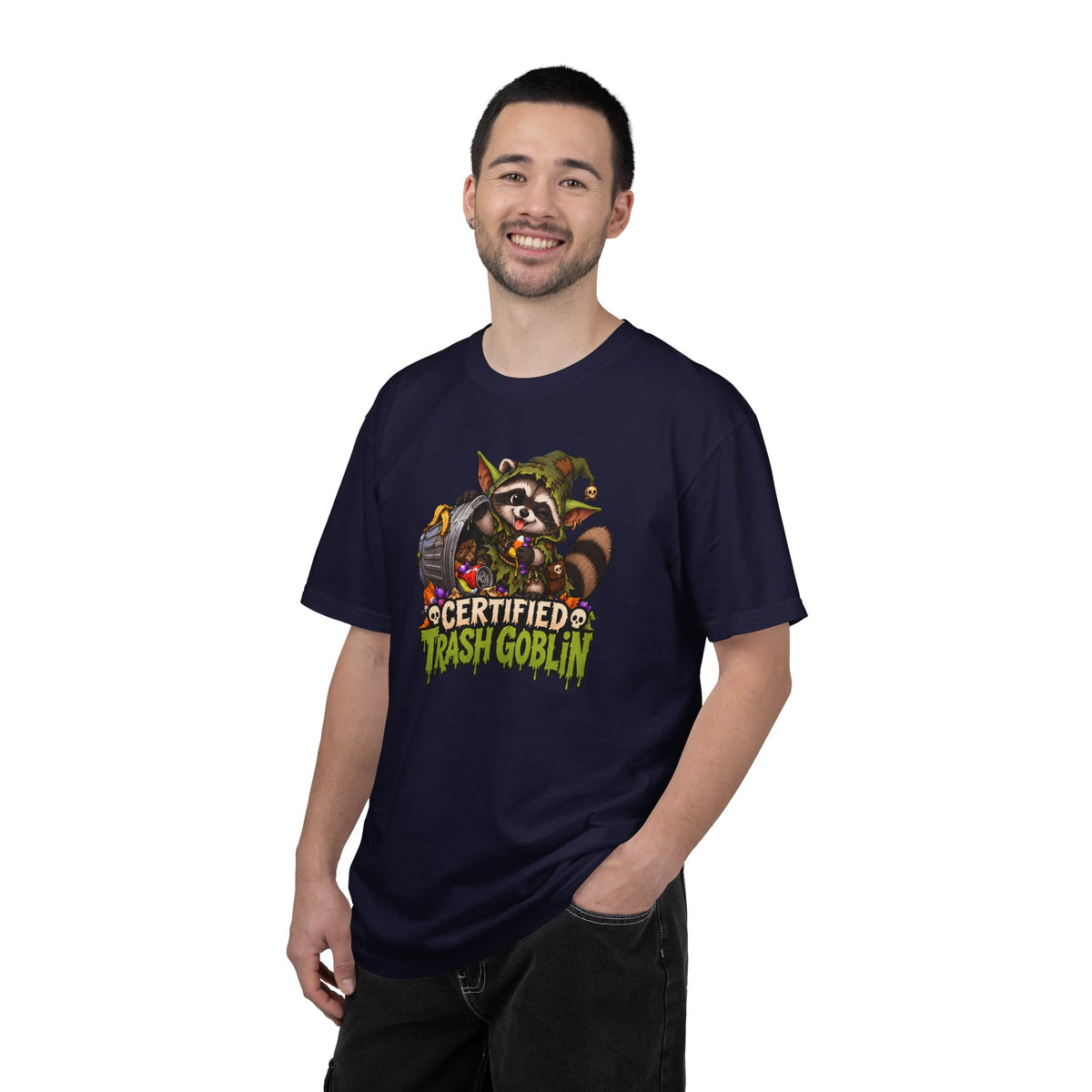 Certified Trash Goblin T-Shirt — Cute Mischief Raccoon Graphic Tee