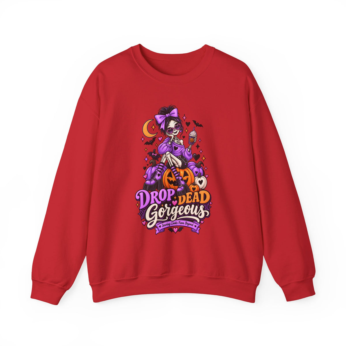 Drop Dead Gorgeous Halloween Sweatshirt — Gothic Pinup Vampire Design