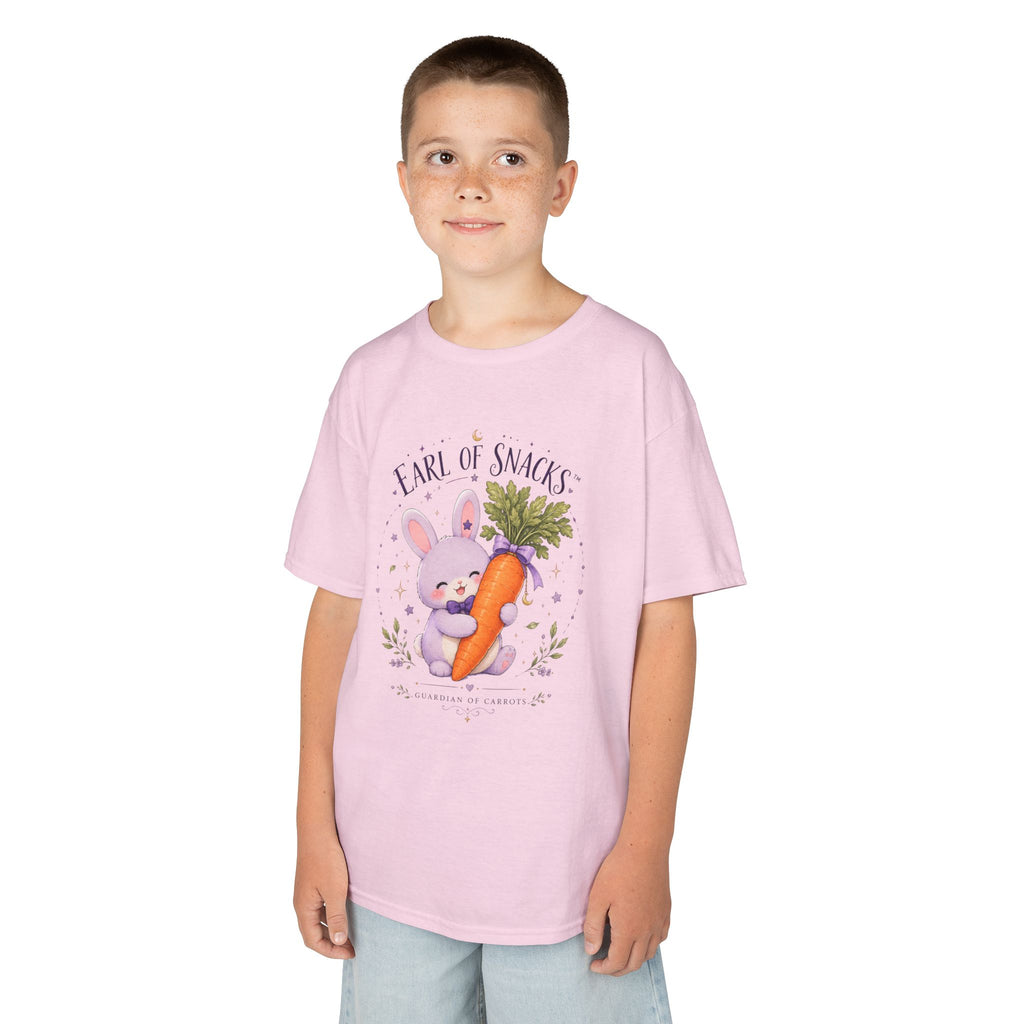 Kids Tee — "Earl of Snacks" Bunny Holding Carrot Cute Spring Shirt