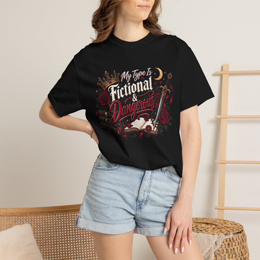 Fictional & Dangerous T-Shirt — Gothic Booklover Graphic Tee