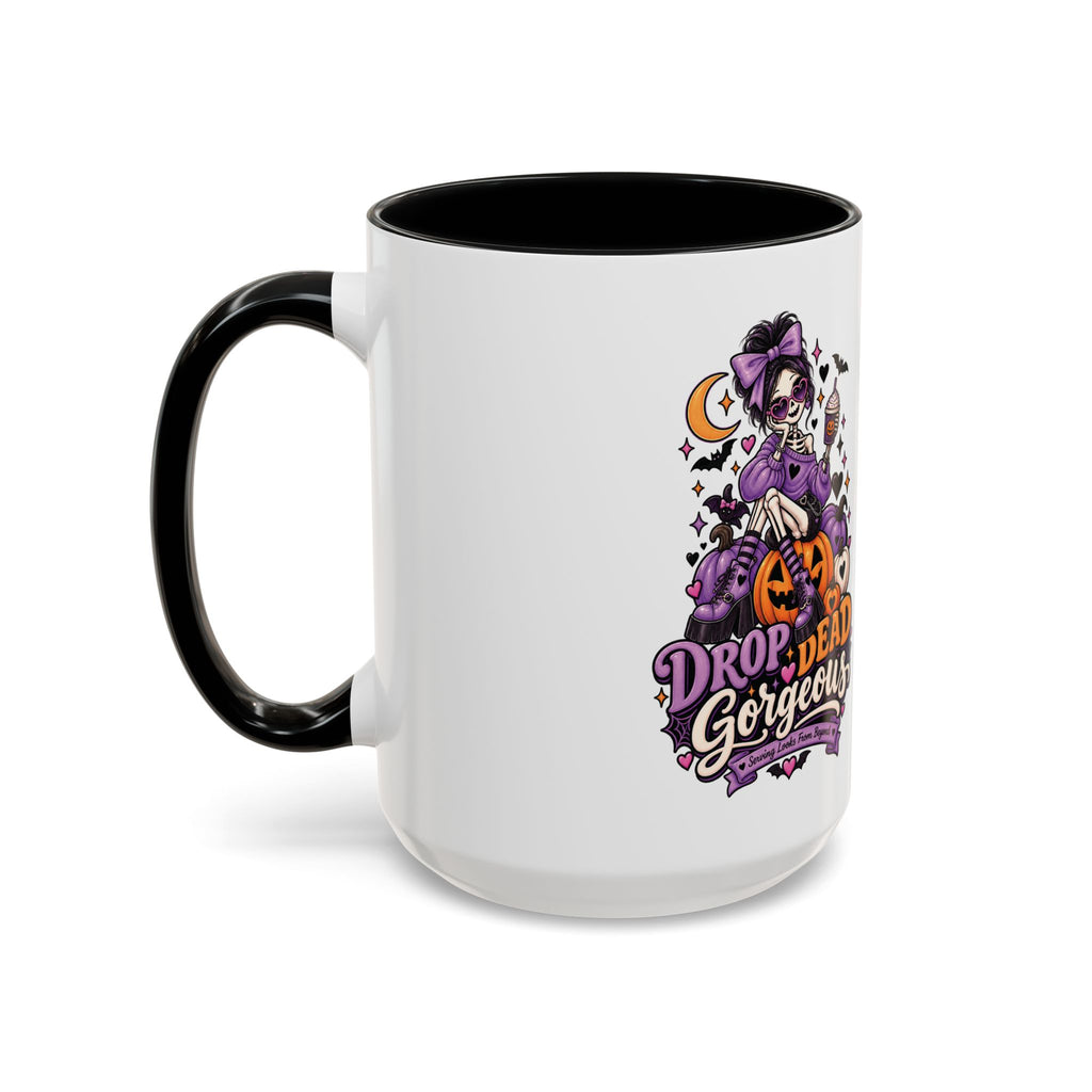 Halloween Coffee Mug — 'Drop Dead Gorgeous' Gothic Pumpkin Witch Accent Mug