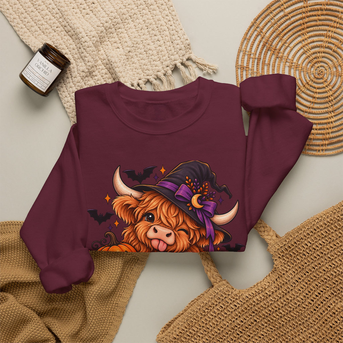 "Moo-dy & Spooky" Highland cow sweatshirt