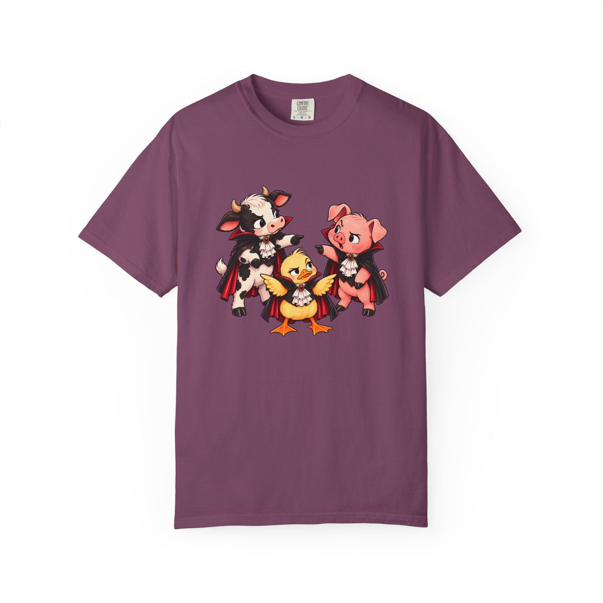 "This is why we have a wardrobe meeting first!" Cow, Pig & Chick Cartoon Graphic Tee