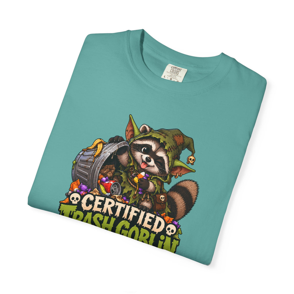 Certified Trash Goblin T-Shirt — Cute Mischief Raccoon Graphic Tee