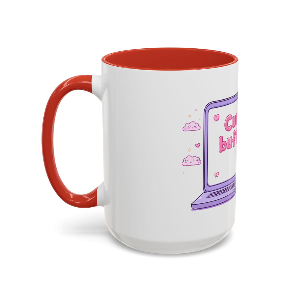 Accent Coffee Mug — "Currently Buffering" Cute Kawaii Laptop Design