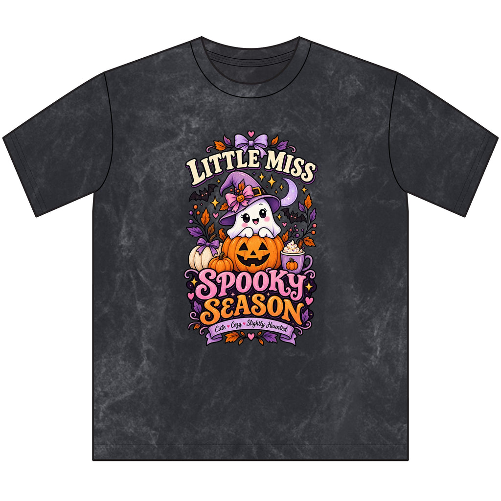 Spooky Season Vintage Tee — "Little Miss Spooky Season" Halloween Graphic