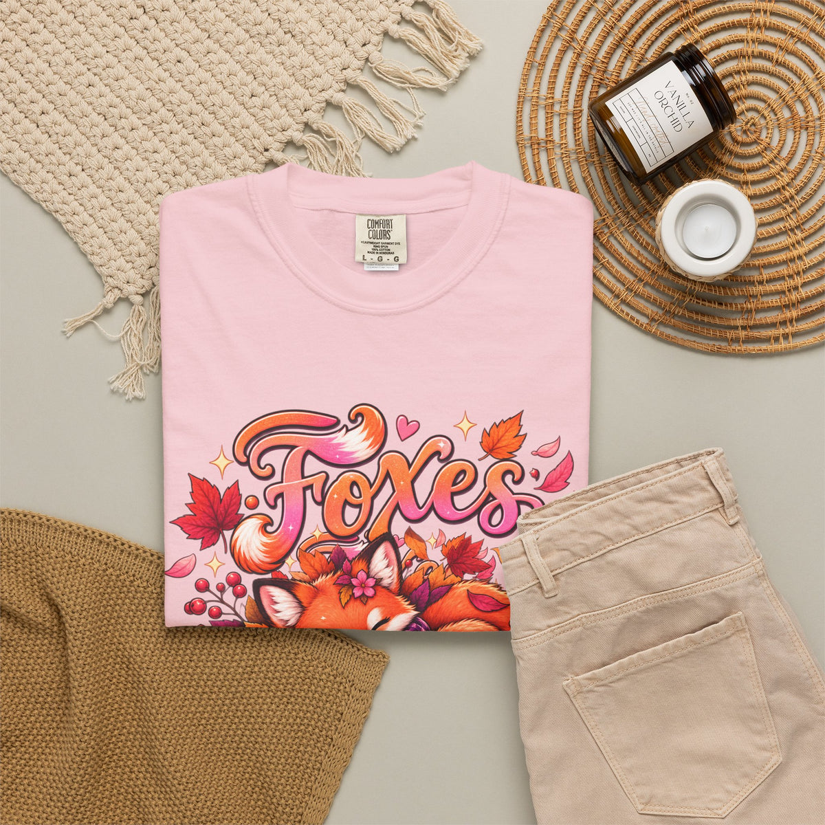 Foxes & Falling Leaves T-Shirt — Cozy Autumn Fox Graphic Tee