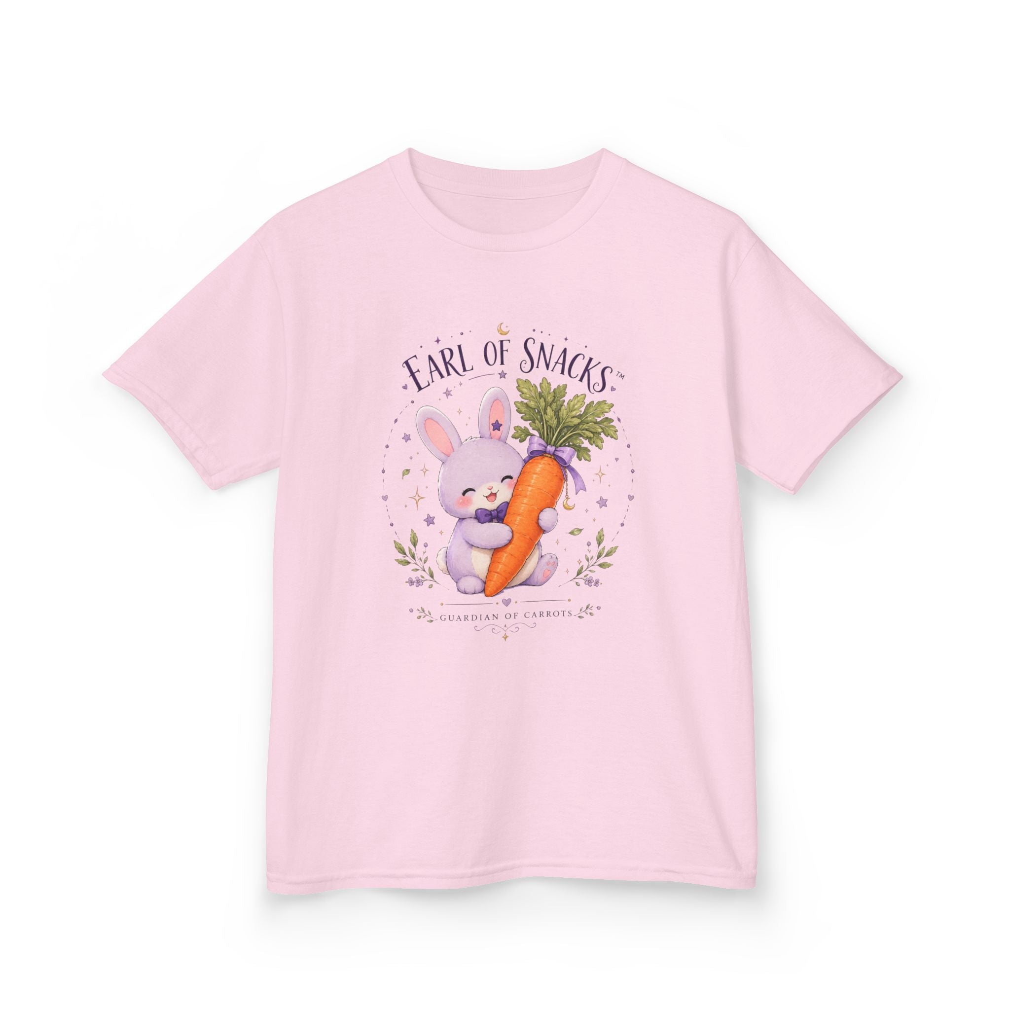 Kids Tee — "Earl of Snacks" Bunny Holding Carrot Cute Spring Shirt