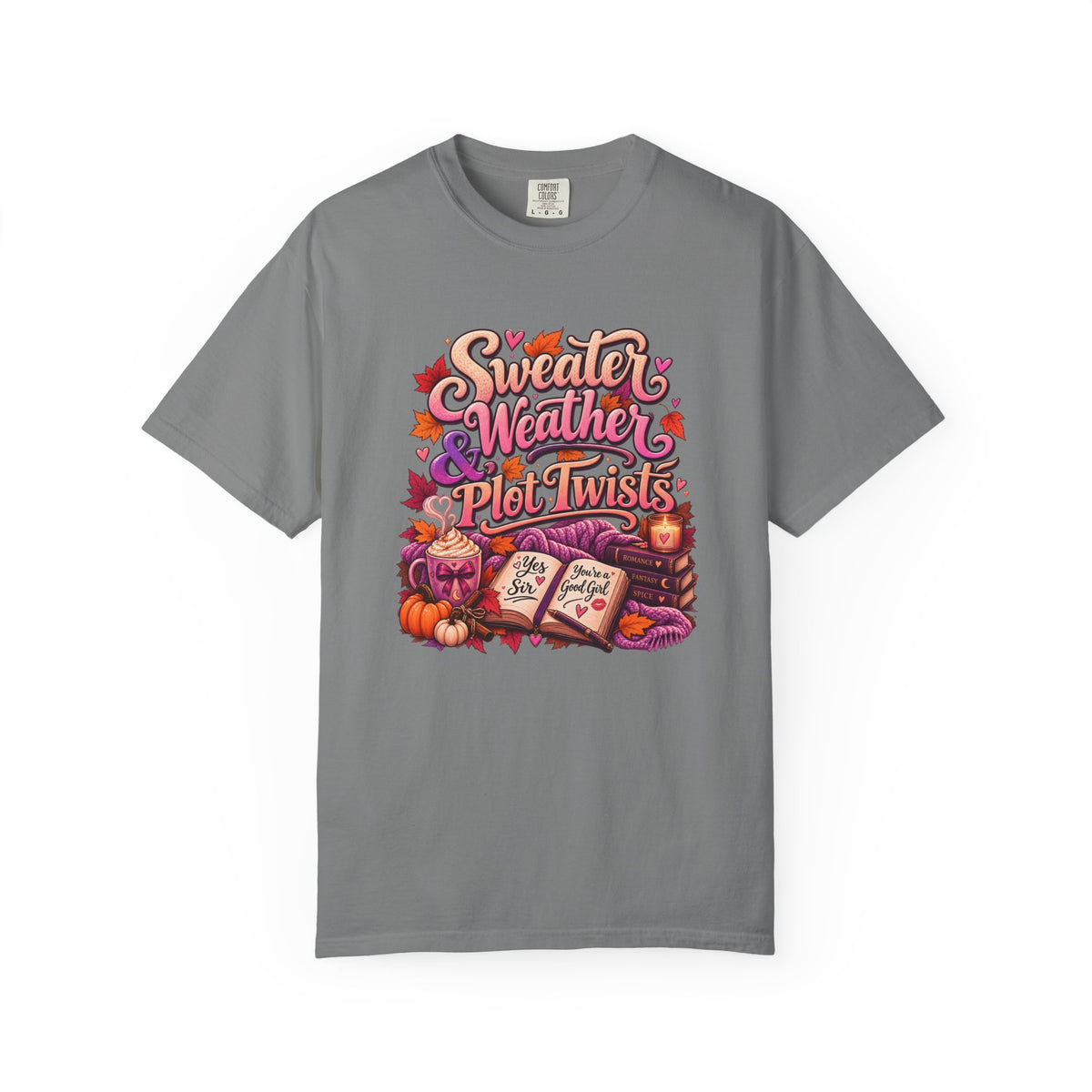 Sweater Weather Plot Twists Tee — Cozy Autumn Book Lover T-Shirt