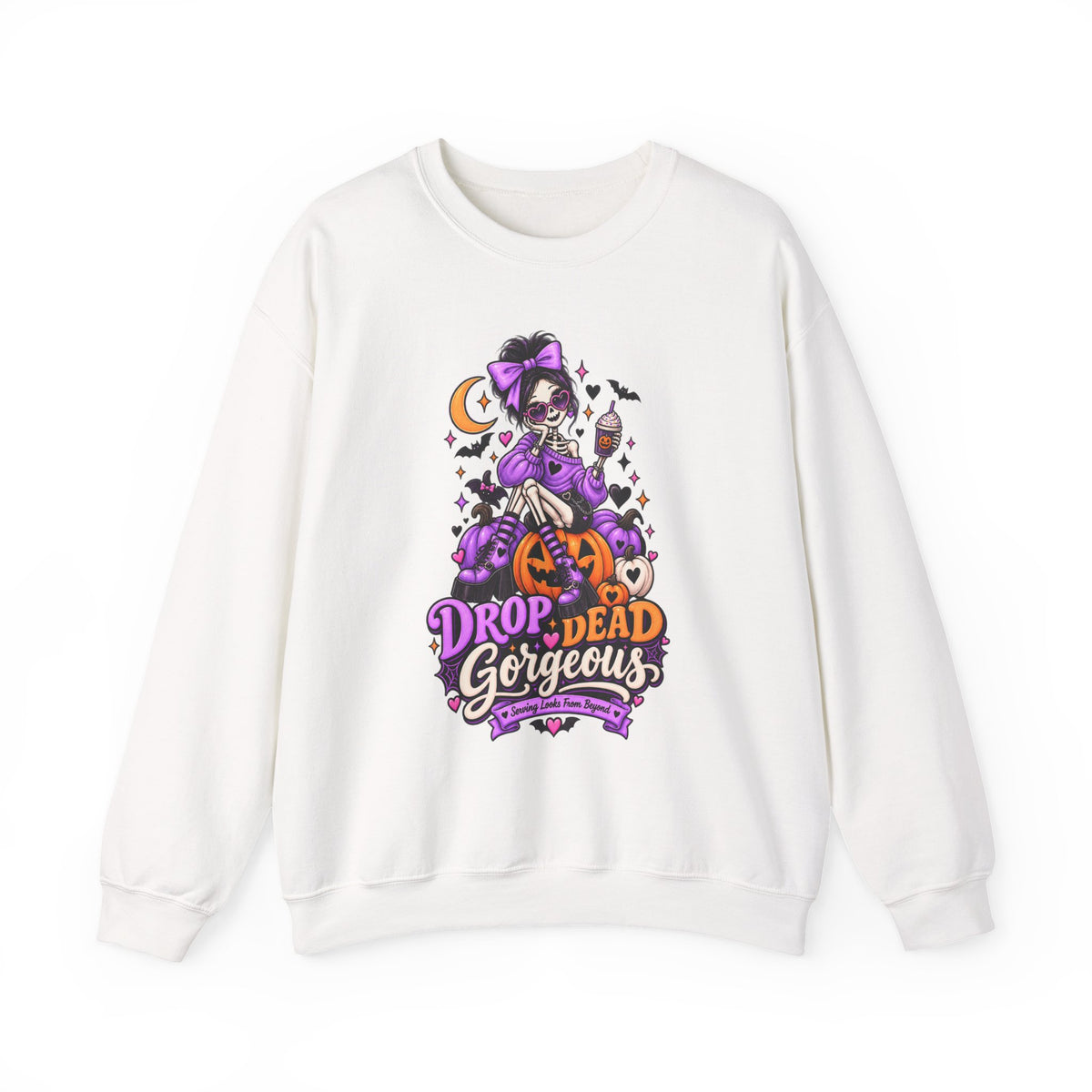 Drop Dead Gorgeous Halloween Sweatshirt — Gothic Pinup Vampire Design