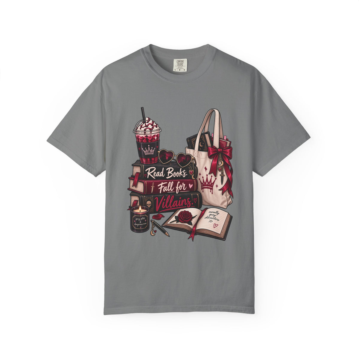Bookish Villains Graphic T-Shirt — "Read Books I Fall for Villains"