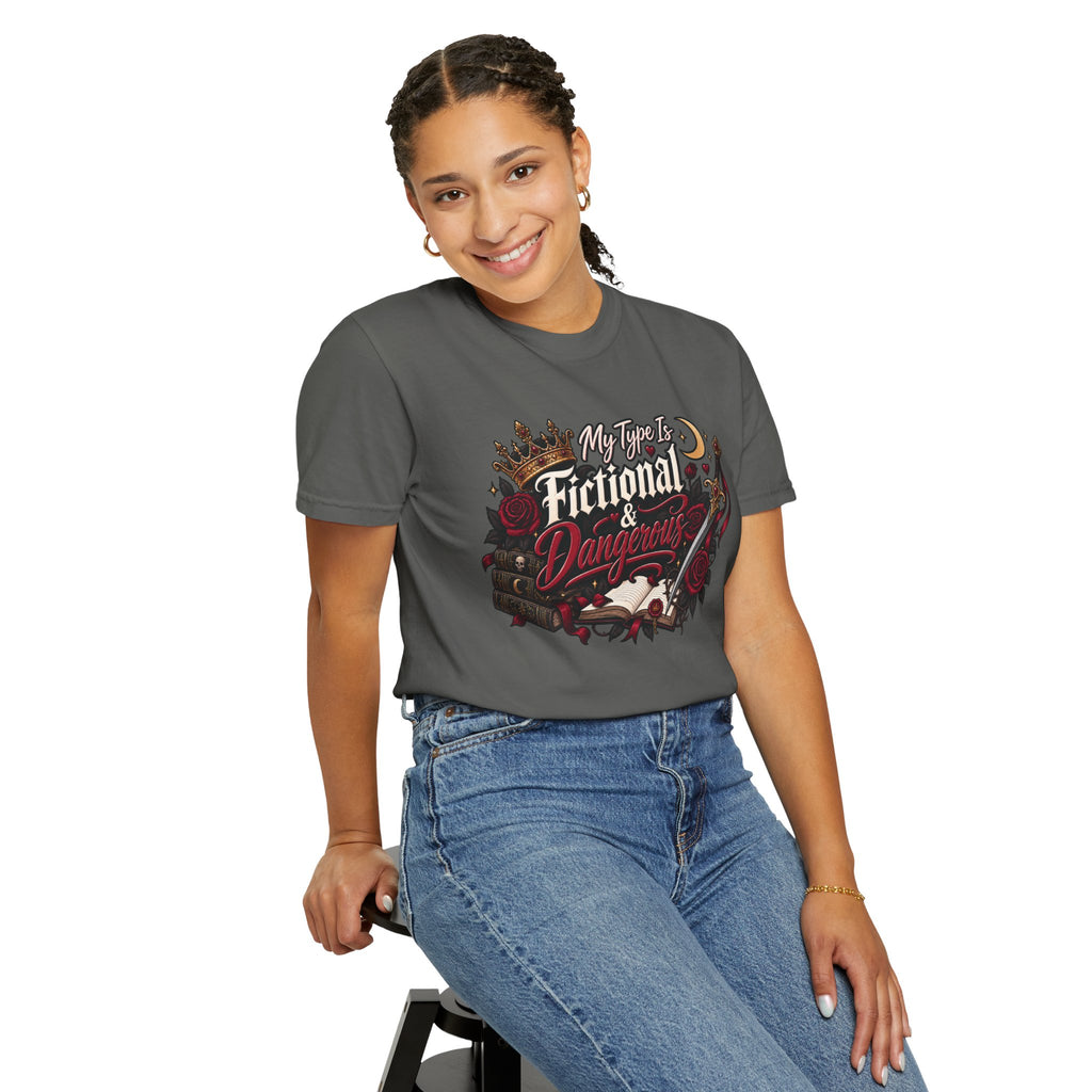 Fictional & Dangerous T-Shirt — Gothic Booklover Graphic Tee