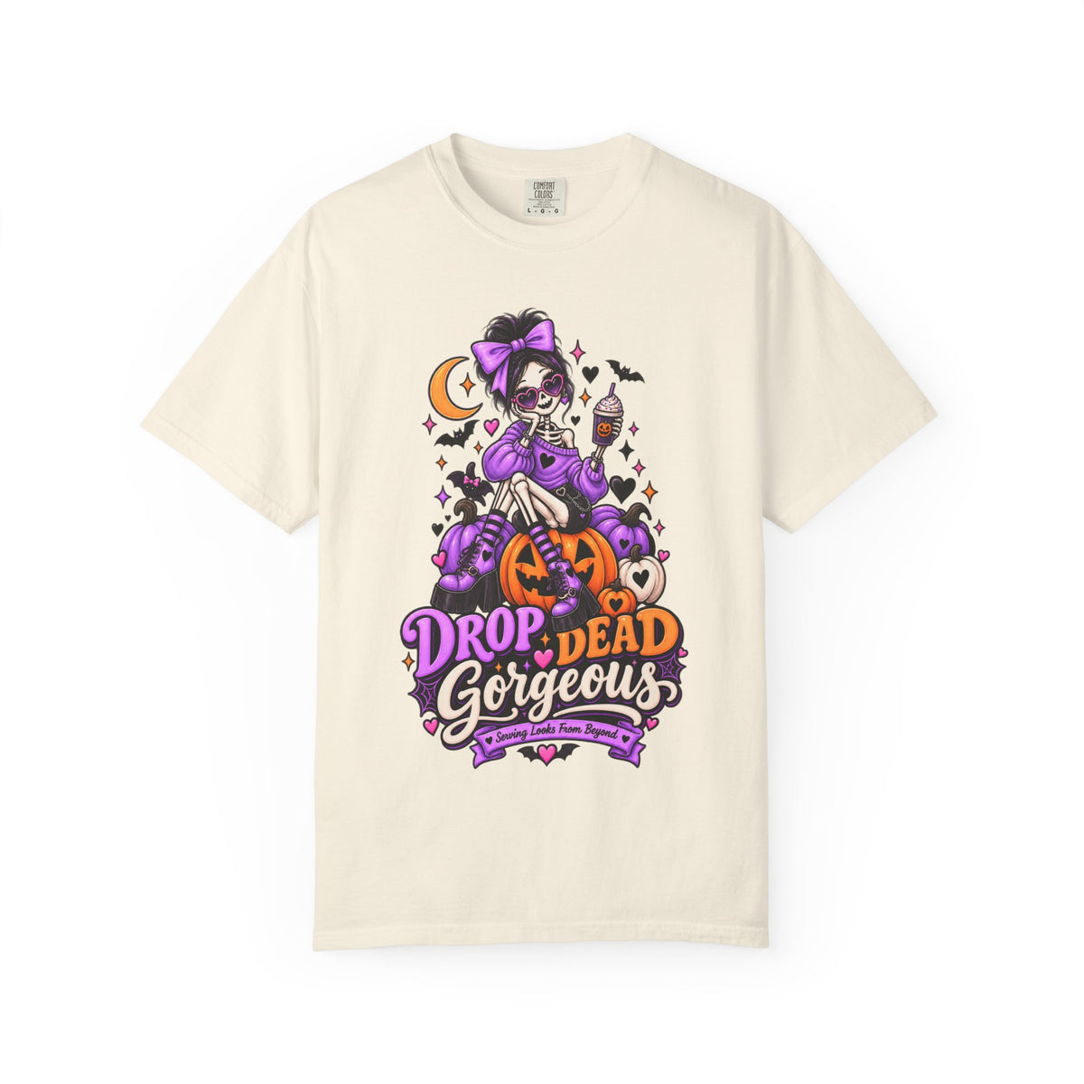 Drop Dead Gorgeous Halloween T-Shirt — Gothic Pumpkin Pinup Tee