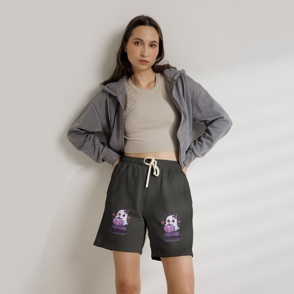 Cute Ghost 'Too Cute to Spook' Fleece Sweat Shorts