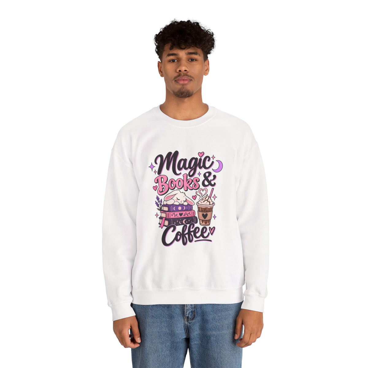 Sweatshirt — "Magic, Books & Coffee" Cozy Reading Crewneck