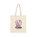Cute Ghost Halloween Tote Bag - "Too Cute to Spook" Cotton Canvas Trick-or-Treat Shopping Bag