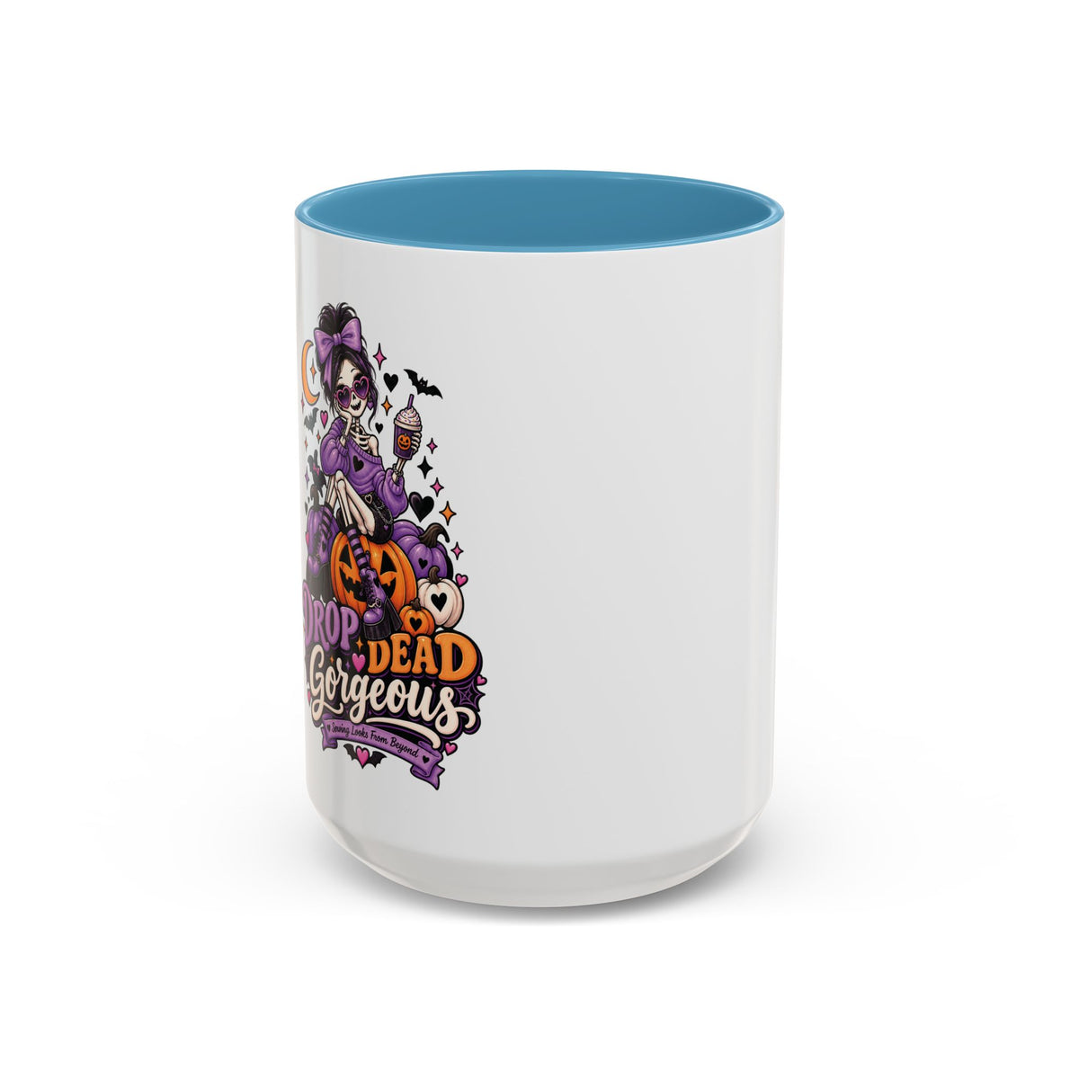 Halloween Coffee Mug — 'Drop Dead Gorgeous' Gothic Pumpkin Witch Accent Mug