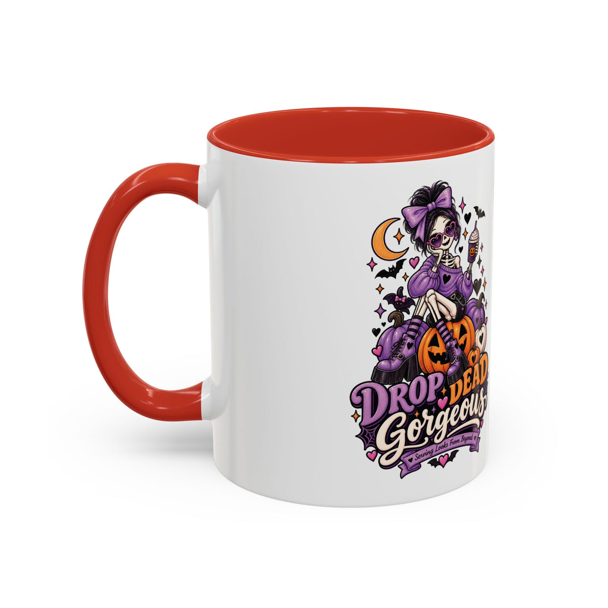 Halloween Coffee Mug — 'Drop Dead Gorgeous' Gothic Pumpkin Witch Accent Mug