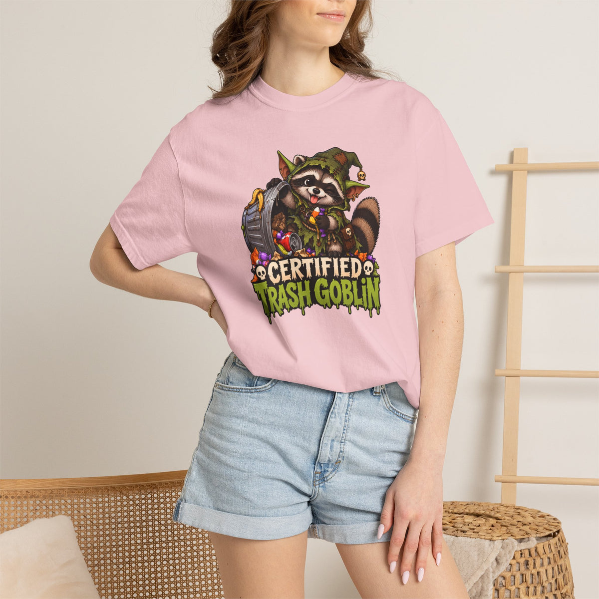 Certified Trash Goblin T-Shirt — Cute Mischief Raccoon Graphic Tee